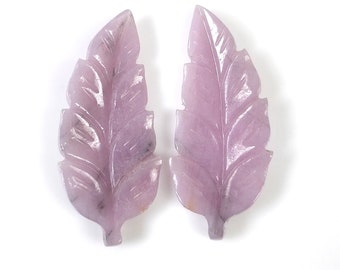 PINK Sheen SAPPHIRE Gemstone Carving : 32.25cts Natural Untreated Sapphire Hand Carved LEAVES 34*15mm Pair