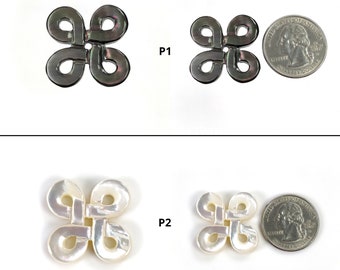 Mother Of Pearl Gemstone Carving: Natural Untreated White & Black Mop Hand Carved Fancy Shape 26mm 1pc