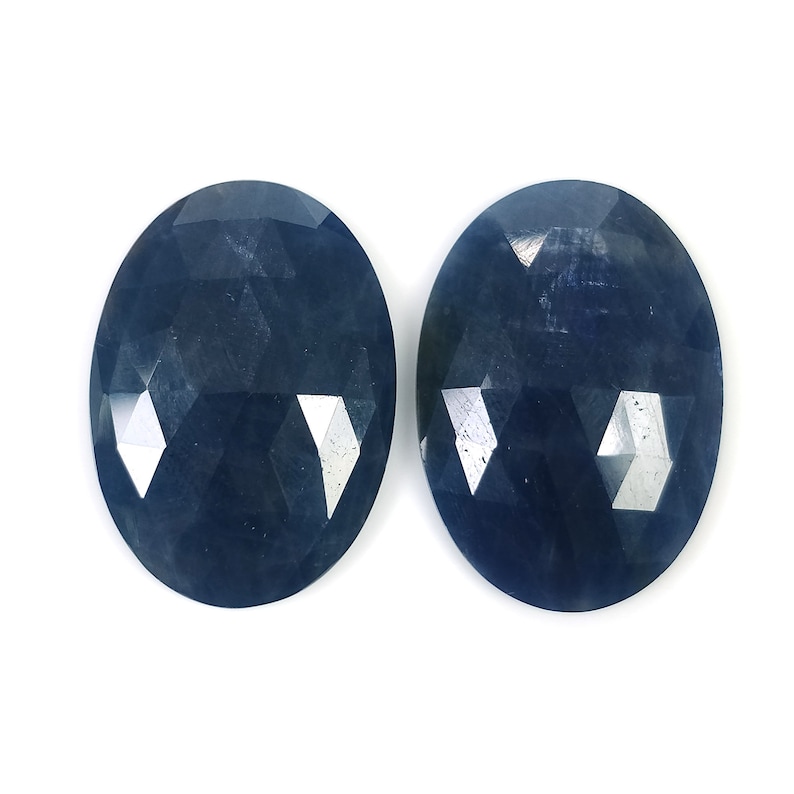 45.00cts Natural Untreated Unheated Sapphire Oval Shape 26*18mm Pair BLUE SAPPHIRE Gemstone Rose Cut