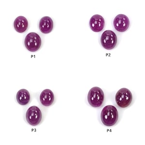 Lila Rubin Edelstein-Cabochon: Natürliche, unbehandelte, nicht erhitzte Rubin ovale Form 3Stk