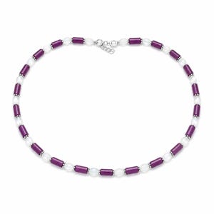 Ruby Gemstone Silver Beads Necklace: 105.75gms Natural Rainbow Moonstone Faceted Pencil 925 Sterling Silver 7*5mm - 11mm 19.5"