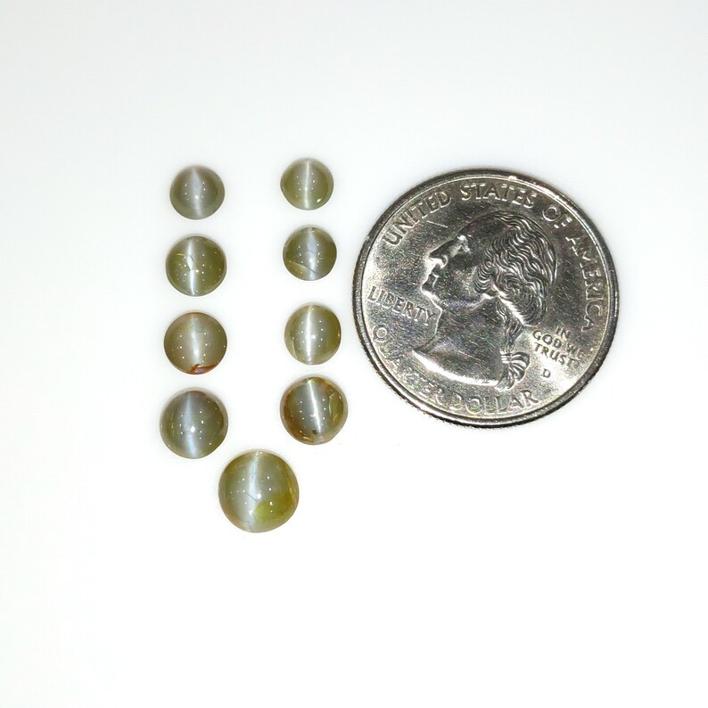 11.20cts Natural Untreated Unheated Cats Eye Round Shape 5mm 7mm 9pcs CHRYSOBERYL CAT/'S EYE Gemstone Cabochon June Birthstone