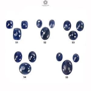 Blue Sapphire Rose Cut Flat Back Slices : Natural Untreated Unheated Blue Sapphire Oval Round Cushion Shape Lots