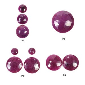 Ruby Gemstone Rose Cut Slices: Natural Untreated Unheated Red Round Shape