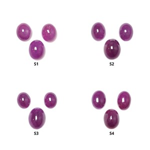 Ruby Gemstone Cabochon: Natural Untreated Purple Oval Shape 3pcs Sets July Birthstone