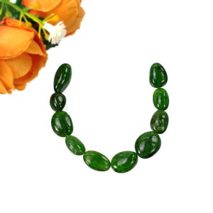 CHROME DIOPSIDE Gemstone Loose Beads : 44.60cts Natural Green Chrome Diopside Uneven Tumbles 8*7mm - 14mm 4.1&quot; Beads