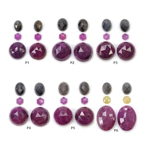 Ruby And Silver Raspberry SAPPHIRE Gemstone Rose & Checker Cut : Natural Untreated Unheated Ruby Round Oval Shape 6pcs (With Video)