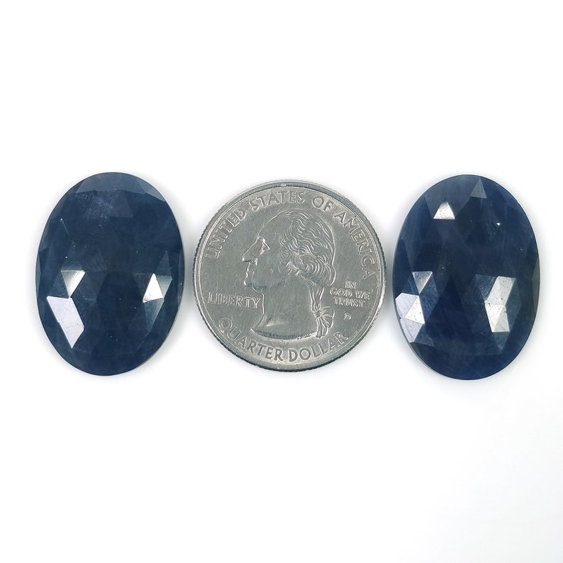 45.00cts Natural Untreated Unheated Sapphire Oval Shape 26*18mm Pair BLUE SAPPHIRE Gemstone Rose Cut
