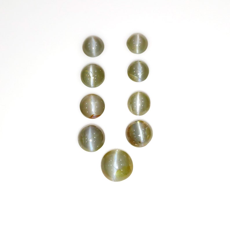 11.20cts Natural Untreated Unheated Cats Eye Round Shape 5mm 7mm 9pcs CHRYSOBERYL CAT/'S EYE Gemstone Cabochon June Birthstone