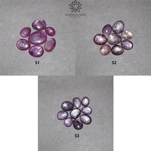 Stjärnrubin ädelsten cabochon: 51ct - 56ct naturlig obehandlad ouppvärmd röd 6-strålars stjärnrubin ojämn äggformad set