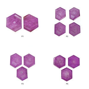 Rosemary Purple PINK SAPPHIRE Gemstone Flat Slices : Natural Untreated Sheen Sapphire Hexagon Shape 2pcs, 3pcs, 4pcs