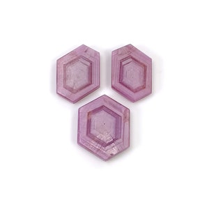 Sapphire Gemstone Flat Slices : 55.75cts Natural Untreated Rosemary Dimensional Sapphire Hexagon Shape 21*15mm - 23*18mm 3pcs