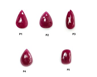 Ruby Gemstone Rose Cut : Natural Untreated Unheated Red Ruby Pear Cushion Shape 1pc For Jewelry Supplies