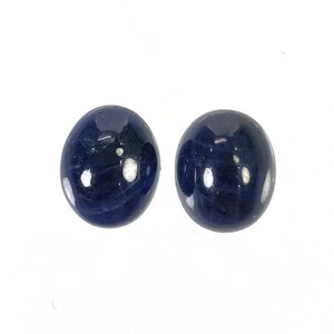 BLUE SAPPHIRE Gemstone Cabochon : 13.40cts Natural Untreated Unheated Sapphire Oval Shape 11*9mm Pair