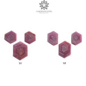 Pink Sapphire Gemstone Flat Slices: Natural Untreated Rosemay Sheen Hexagon Shape 3pcs Set