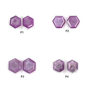 Puede incluir: Cuatro pares de gemas hexagonales de color púrpura, etiquetados como P1, P2, P3 y P4.