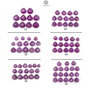 Pode incluir: Seis filas de gemas de coração roxas, etiquetadas de L1 a L6. Cada fila contém 15 gemas.