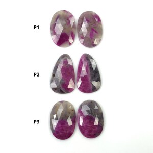 Multi Sapphire Gemstone Rose Cut: Natural Untreated Unheated Bi-Color Sapphire Oval And Uneven Shape Pair