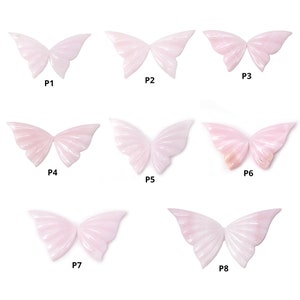 PINK OPAL Gemstone Carving : Natural Untreated Pink Opal Hand Carved BUTTERFLY Pair