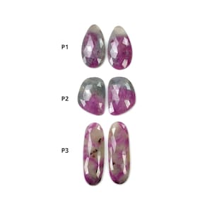 Multi Sapphire Gemstone Rose Cut: Natural Untreated Unheated Bi-Color Sapphire Pear, Oval And Uneven Shape Pair