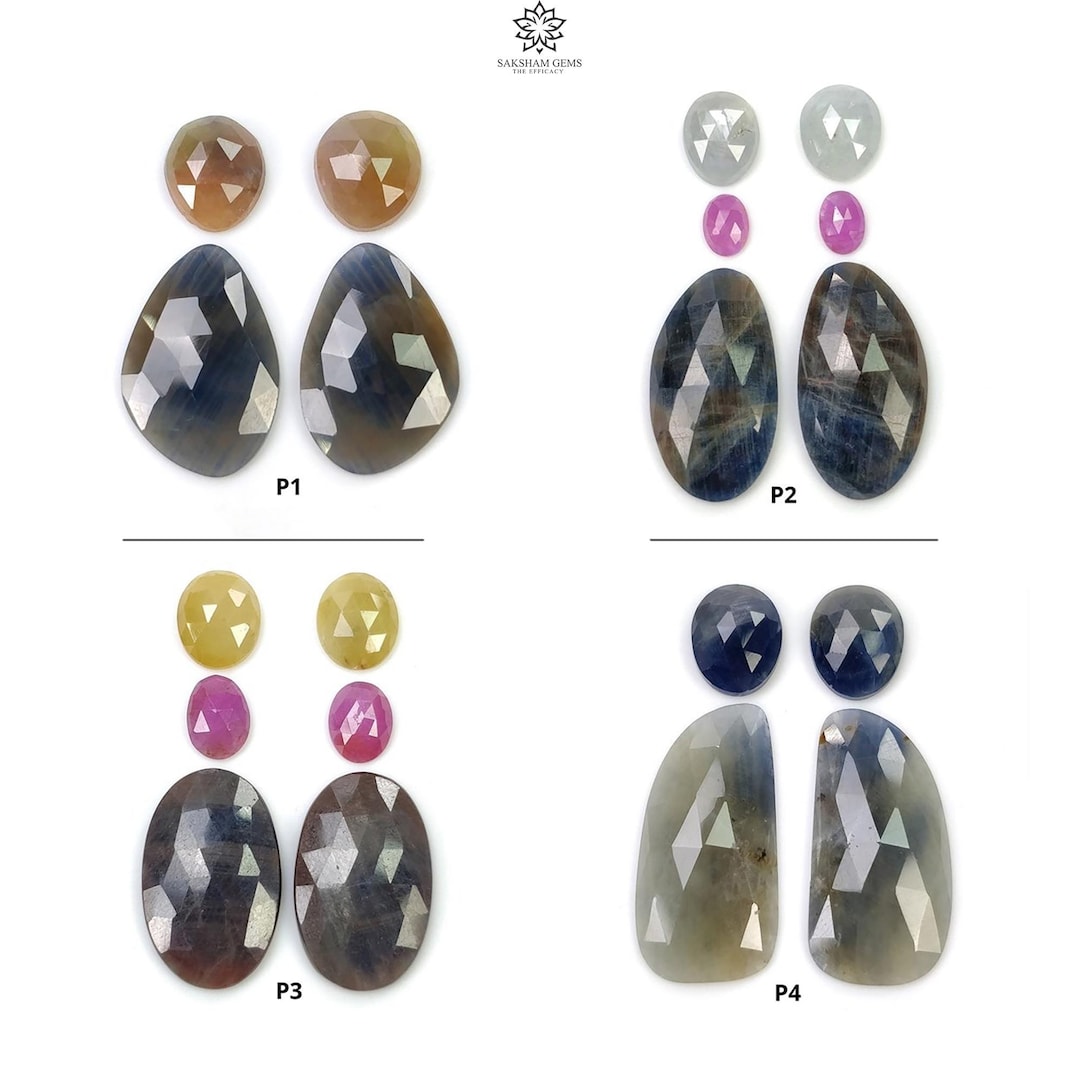 Multi Sapphire Gemstone Rose Cut Slices: Natural Untreated Unheated ...