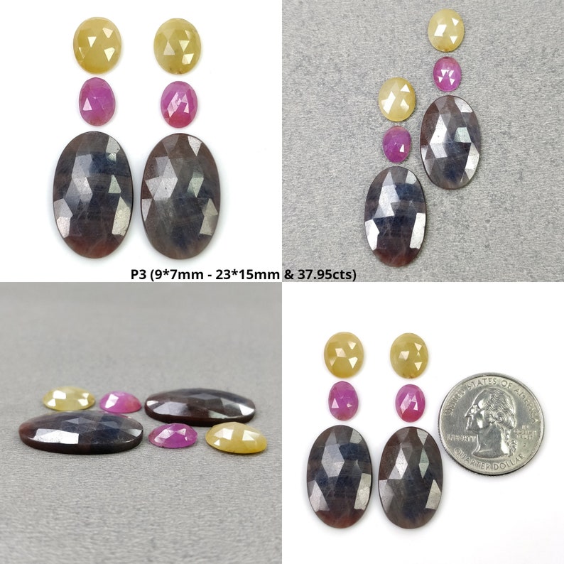 Multi Sapphire Gemstone Rose Cut Slices: Natural Untreated Unheated ...