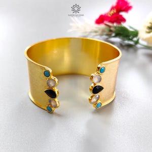 Handmade Cuff Bracelet: 26gms Gemstone Adjustable Fashion Jewelry Fancy Bracelet For Women