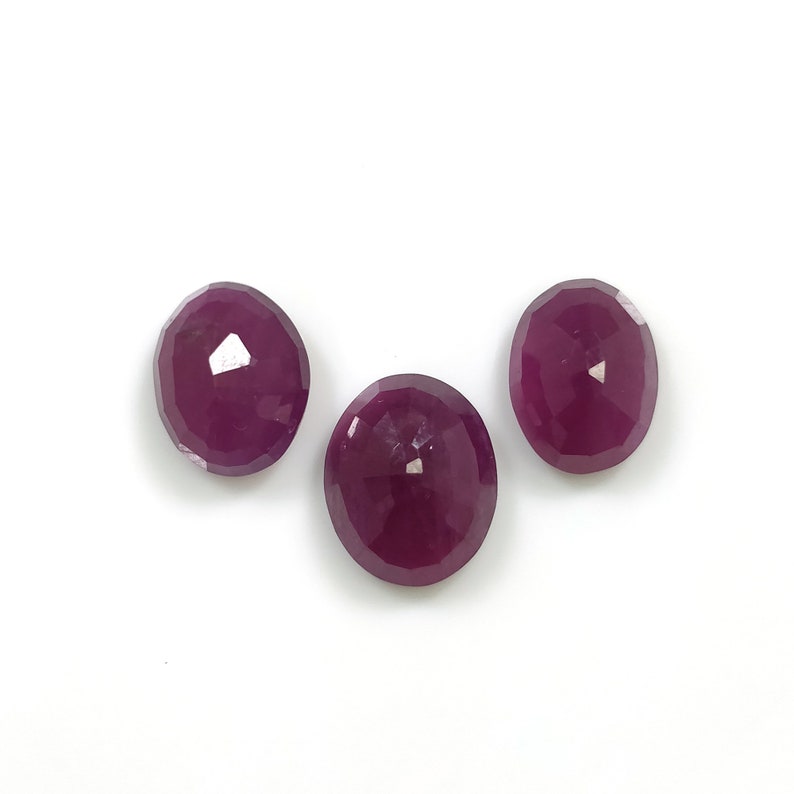 11.00cts Natural Untreated Unheated Ruby Gemstone Oval Shape Emerald Cut 10*8mm 12*9mm 3pcs For Jewelry PURPLISH RED RUBY Gemstone Cut