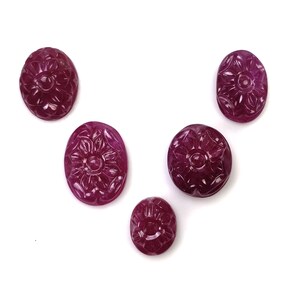 Intaglio di gemma di rubino rosso rosato: 48,10 ct, forma ovale intagliata a mano, riempita di vetro naturale, 11*9 mm - 16*12 mm, 5 pezzi