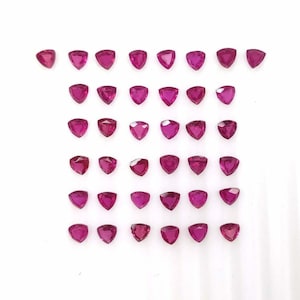 Pinkish Red Ruby Gemstone Faceted Cut: 8.05cts Natural Glass Filled Trillion Shape 3.5mm 38pcs