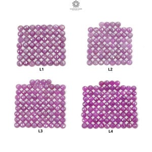 May include: Four sets of pink gemstones arranged in a grid pattern. Each set is labelled L1, L2, L3, and L4.