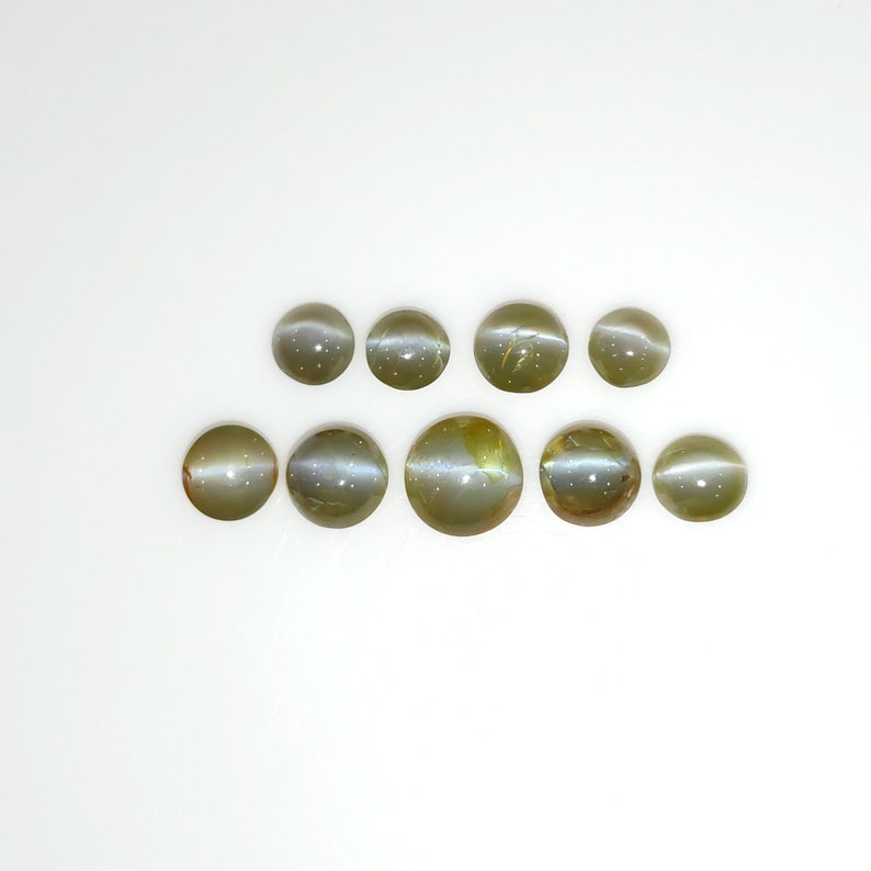 11.20cts Natural Untreated Unheated Cats Eye Round Shape 5mm 7mm 9pcs CHRYSOBERYL CAT/'S EYE Gemstone Cabochon June Birthstone