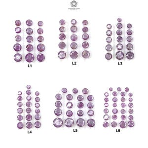 May include: Six rows of purple gemstones, each row labelled with a letter L and a number from 1 to 6. The gemstones are arranged in a grid pattern.
