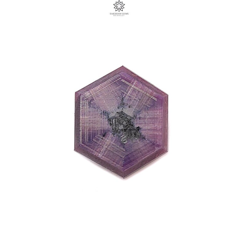 ruby trapiche hexagon flat slice