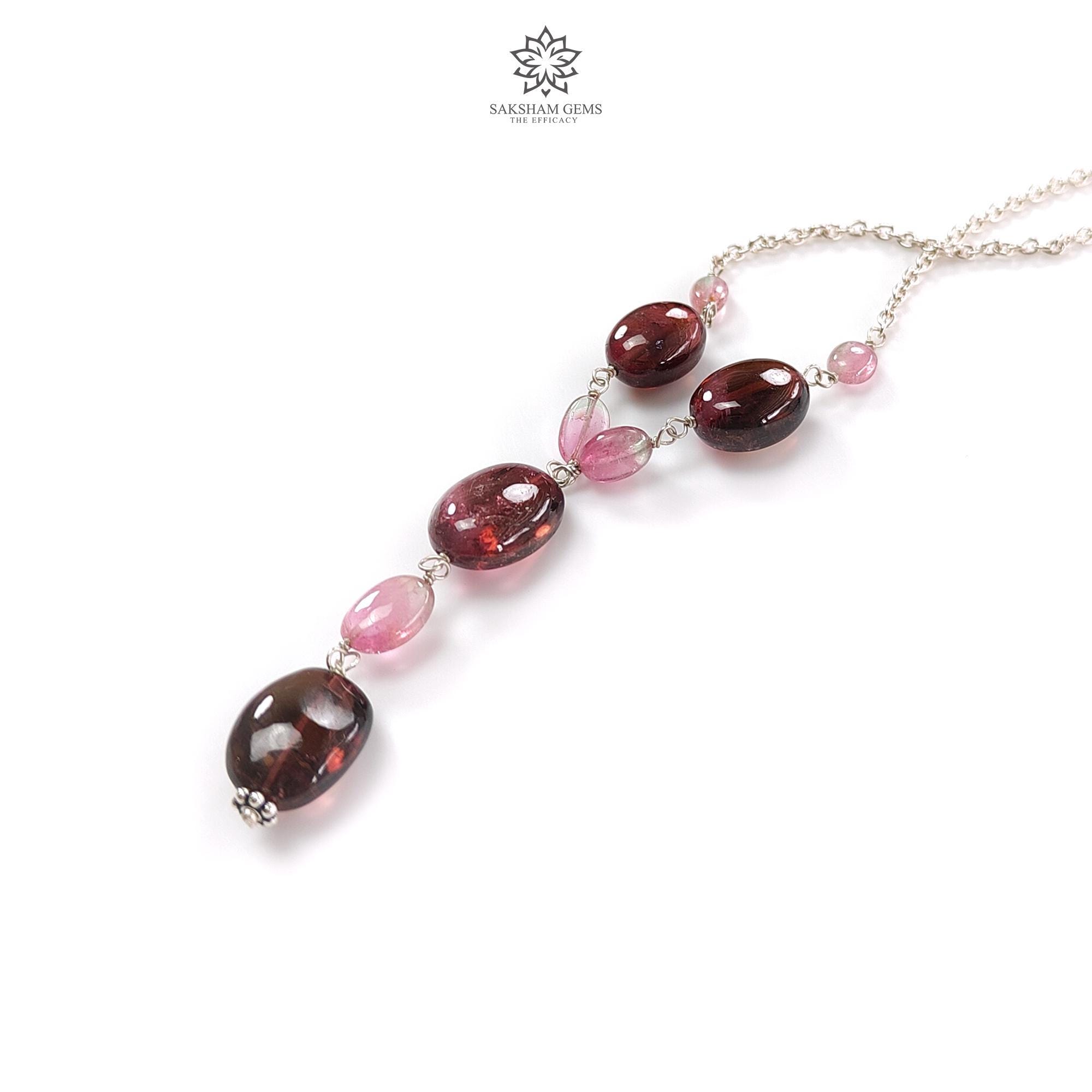 ルベライトトルマリンビーズチェーンネックレス：50.60カラット天然未