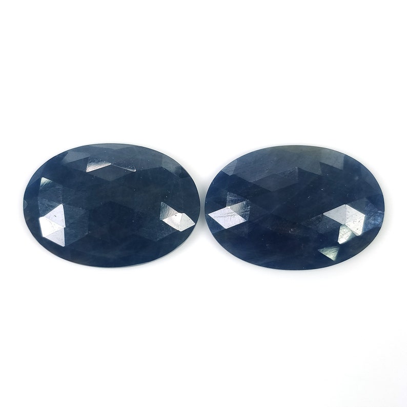 45.00cts Natural Untreated Unheated Sapphire Oval Shape 26*18mm Pair BLUE SAPPHIRE Gemstone Rose Cut