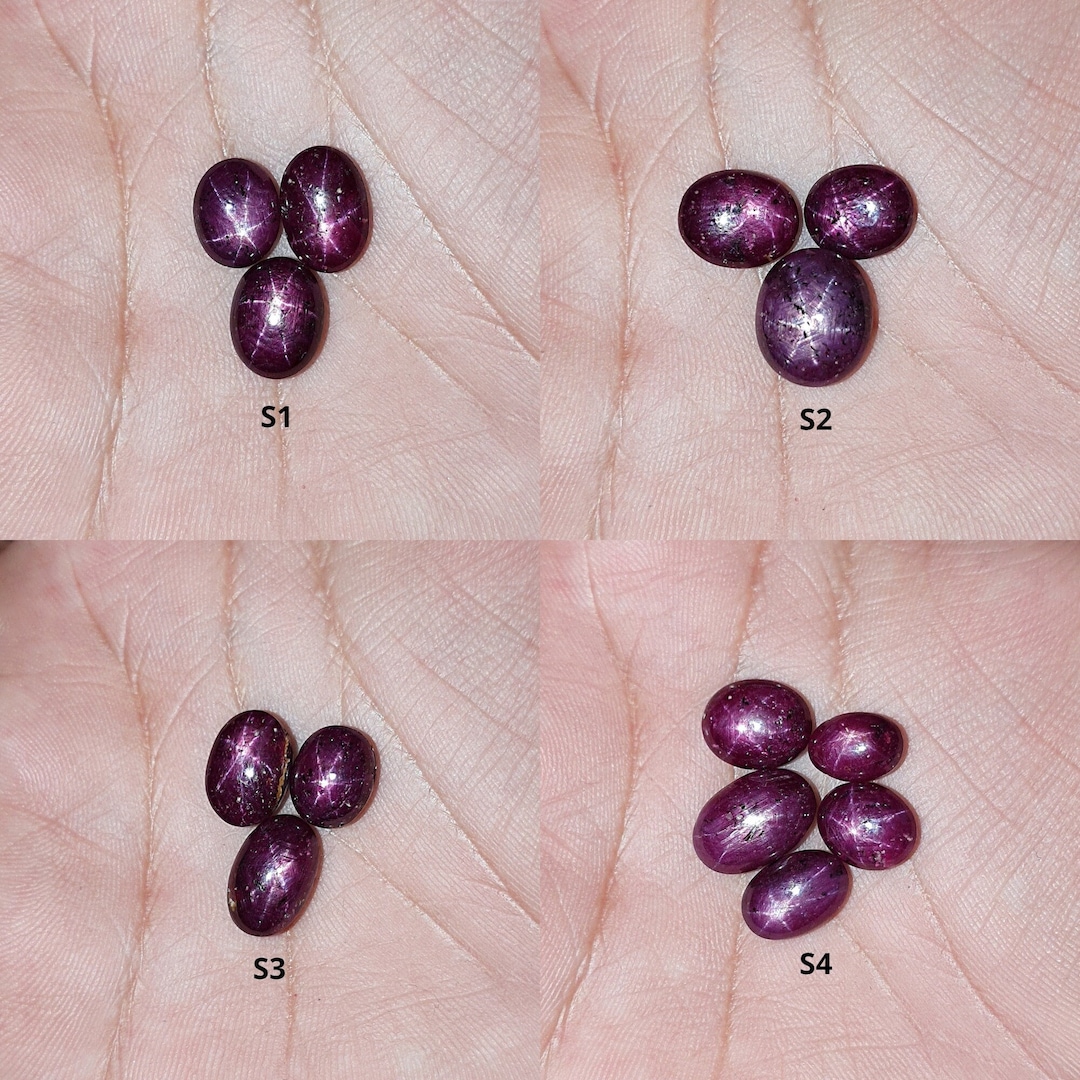 Star Ruby Gemstone Cabochon: 17cts - 30cts Natural Untreated Red 6ray ...