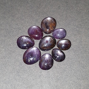 Star Ruby Gemstone Cabochon : 43.05cts Natural Untreated 6Ray Star Ruby Uneven Shape 10.5*9mm - 14.5*12mm 9pcs