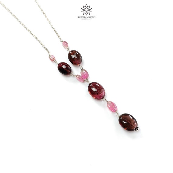 ルベライトトルマリンビーズチェーンネックレス：50.60カラット天然未