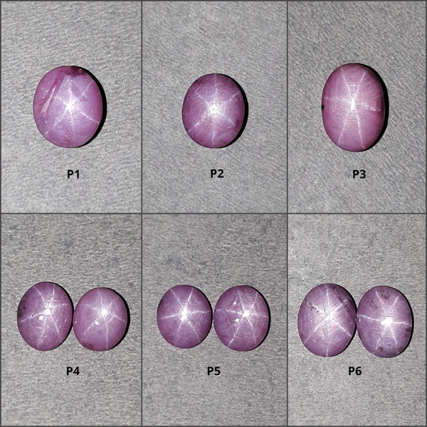 Star Sapphire Gemstone Cabochon : 8cts - 27cts Natural Untreated Pink Sapphire 6Ray Star Oval Shape 1pcs & 2pcs