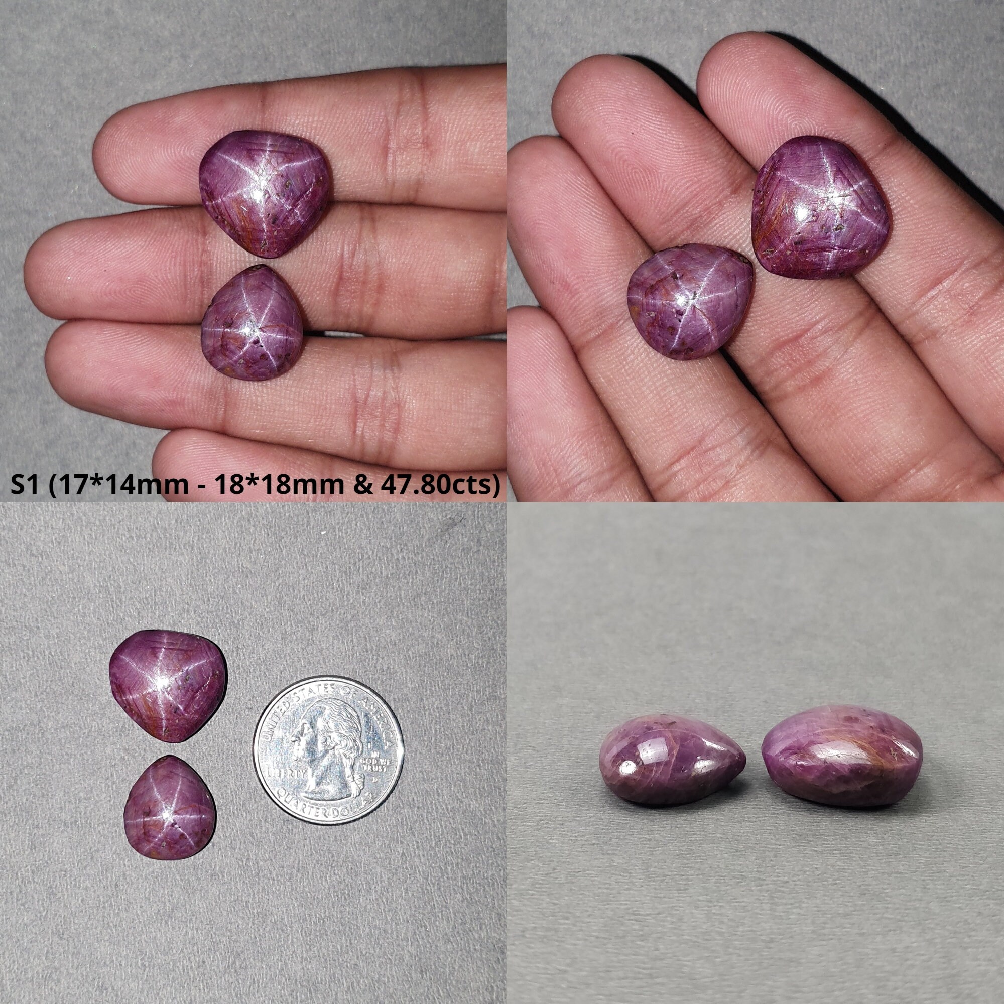 Star Ruby Gemstone Cabochon: 47cts - 49cts Natural Untreated Johnson ...