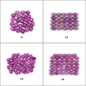 Puede incluir: Cuatro grupos de piedras preciosas rosadas de forma ovalada, etiquetados como L1, L2, L3 y L4.