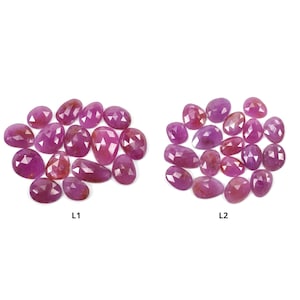 Puede incluir: Dos grupos de piedras preciosas de rubí rosa, etiquetados como L1 y L2. Cada grupo contiene aproximadamente 15 piedras talladas en forma ovalada.