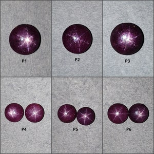 Stjärnrubin ädelsten cabochon: 14 ct - 26 ct naturlig obehandlad röd 6-strålande stjärnrubin rund form 1 st & 2 st