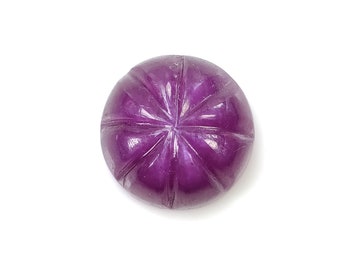 Raspberry SAPPHIRE Gemstone Carving : 20.85cts Natural Untreated Unheated Pink Sapphire Hand Carved Round Shape Flower 15.2mm