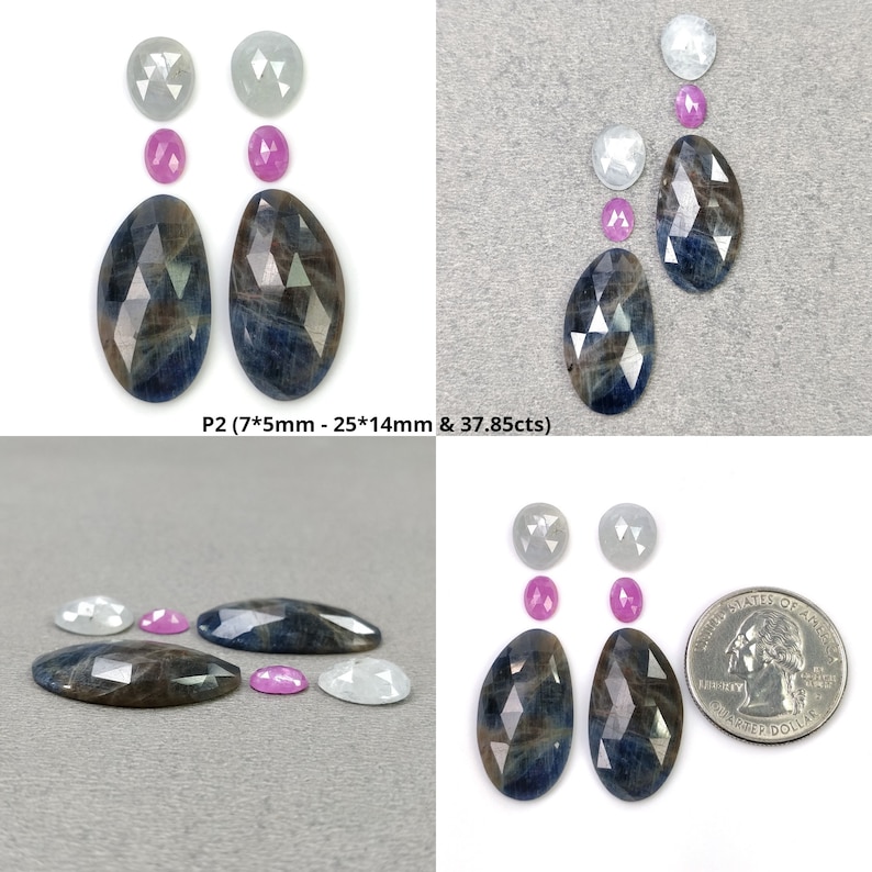 Multi Sapphire Gemstone Rose Cut Slices: Natural Untreated Unheated ...