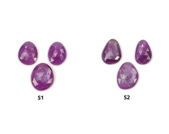 Sapphire (See Video) Gemstone Rose Cut : Natural Untreated Unheated Raspberry Sheen Pink Sapphire Uneven Shape 3pcs