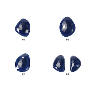 Blue Sapphire Rose Cut Flat Back Slices : Natural Untreated Unheated Blue Sapphire Uneven Shape Set