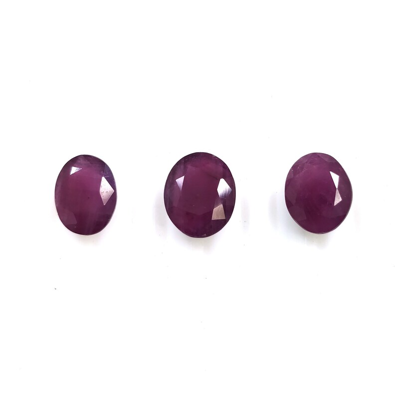 11.00cts Natural Untreated Unheated Ruby Gemstone Oval Shape Emerald Cut 10*8mm 12*9mm 3pcs For Jewelry PURPLISH RED RUBY Gemstone Cut