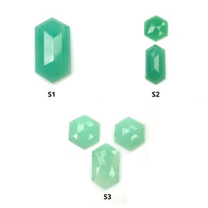GREEN CHRYSOPRASE Gemstone Rose & Step Cut : Natural Untreated Unheated Chrysoprase Hexagon Shape 14*12mm-23*12mm 1,2,3pcs